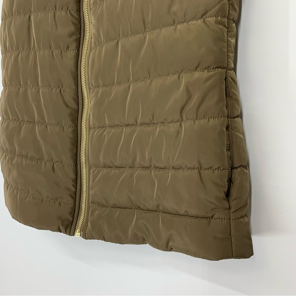 Michael Kors Golden Olive Brown Full Zip Puffer Vest With Gold Hardware Sz Small - Picture 7 of 16